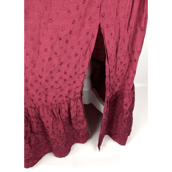 PAIGE Avonne Dobby Tiered Maxi Dress Berry Jam Pink Size M Smocked Satin - Picture 8 of 15